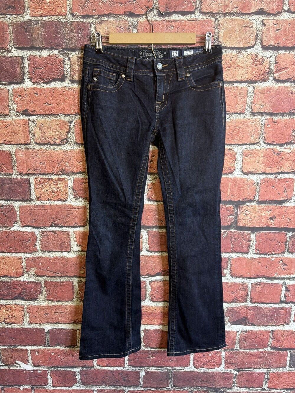 Miss Me Easy Boot Jeans Womens Size 27 Mid Rise Dark Wash Inseam
